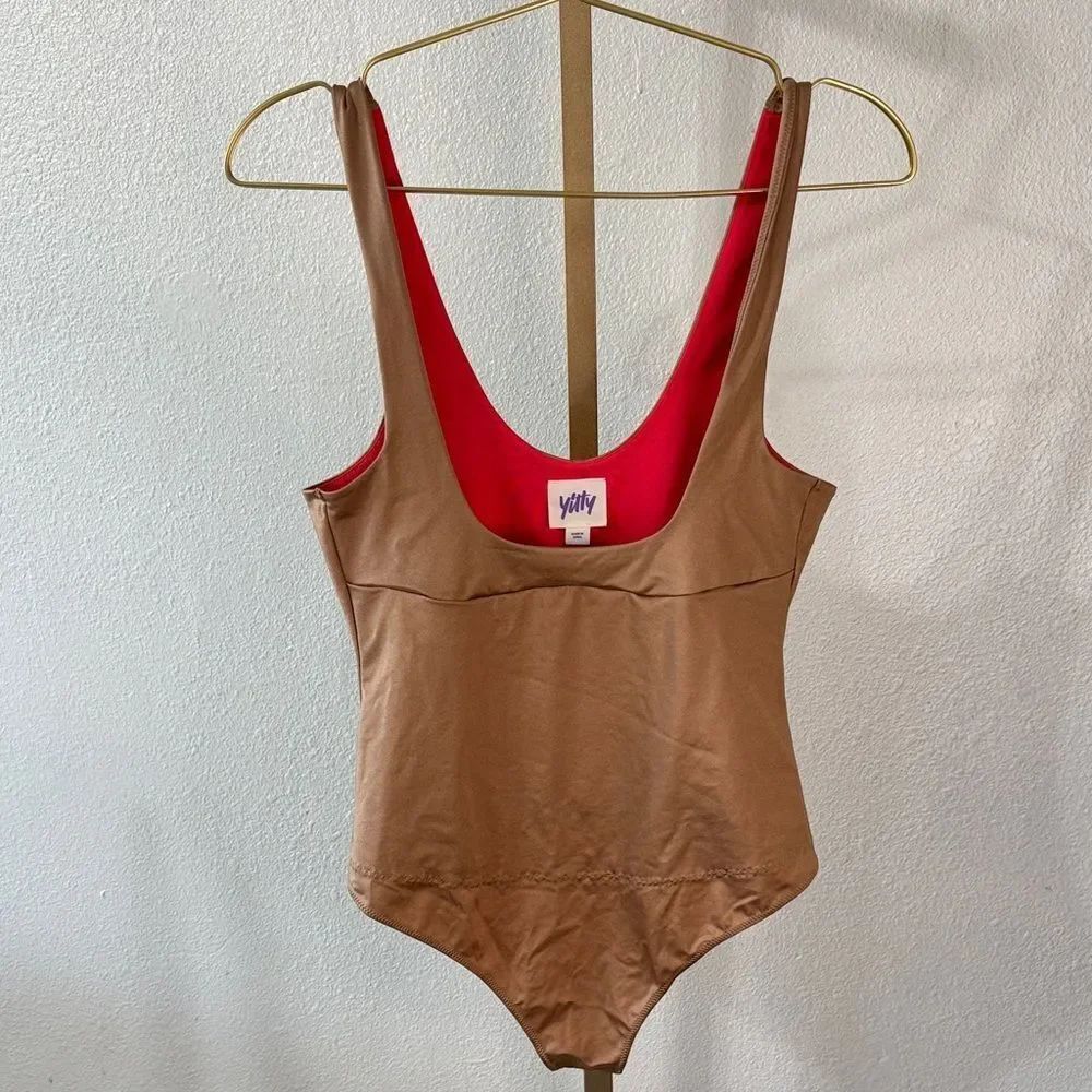 YITTY headliner shaping open bust thong Brown sugar Bodysuit- Large
